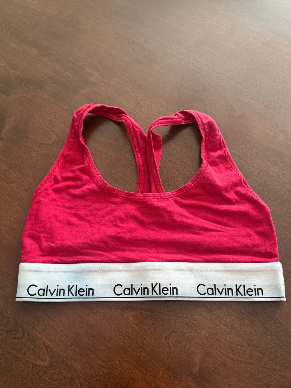 Calvin Klein Red Racerback Bralette with White Logo Band